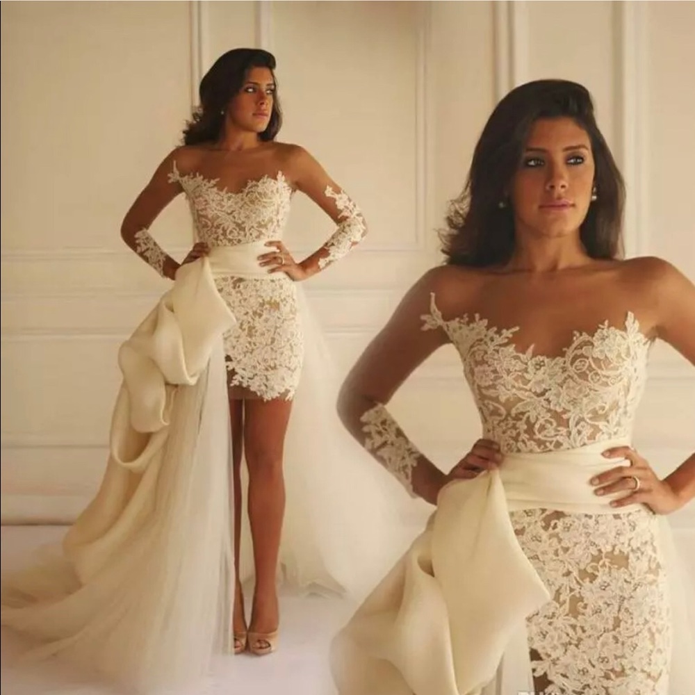 Tulle and satin detachable train only.